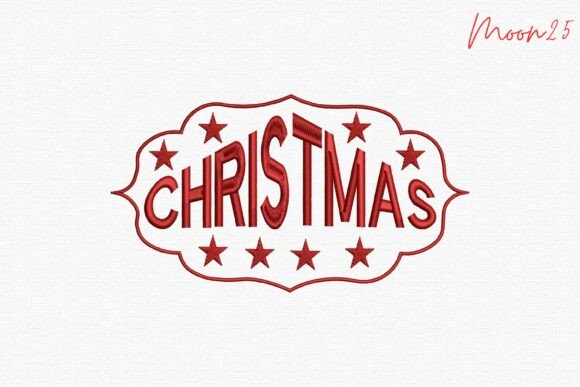 Christmas Badge Text Embroidery Design