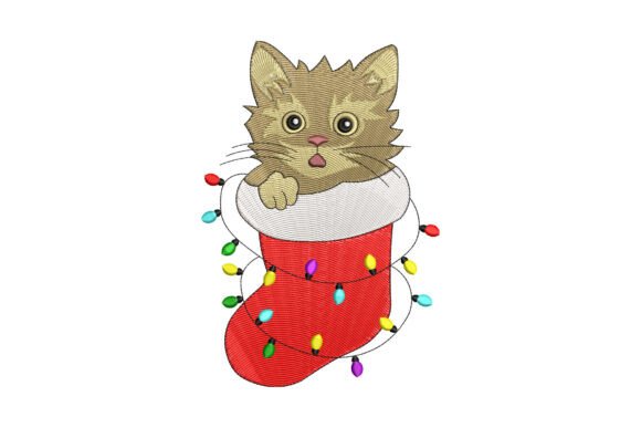 Christmas Cat in a Stocking