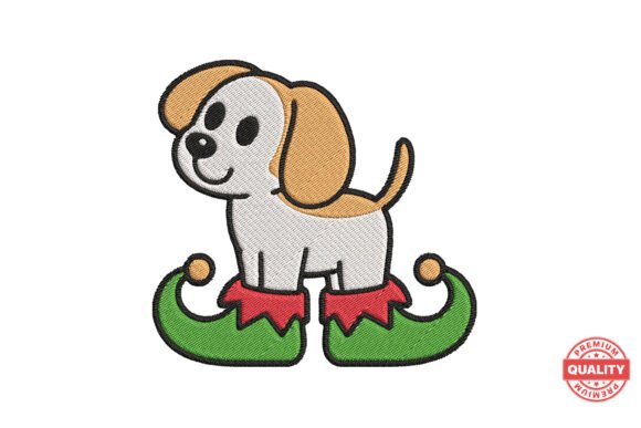 Christmas Dog in Elf Shoes