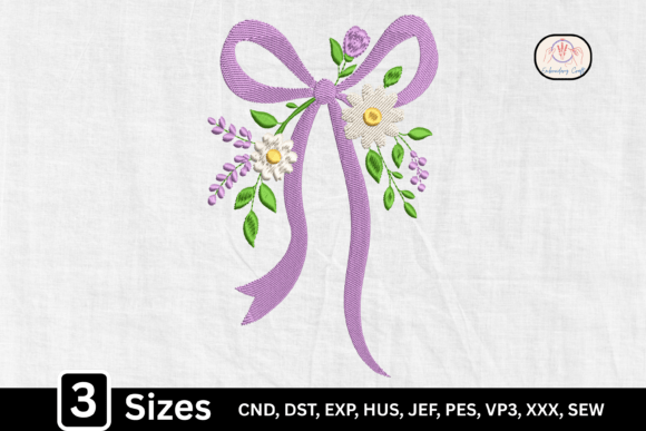 Coquette Ribbon Floral Lavender Bow