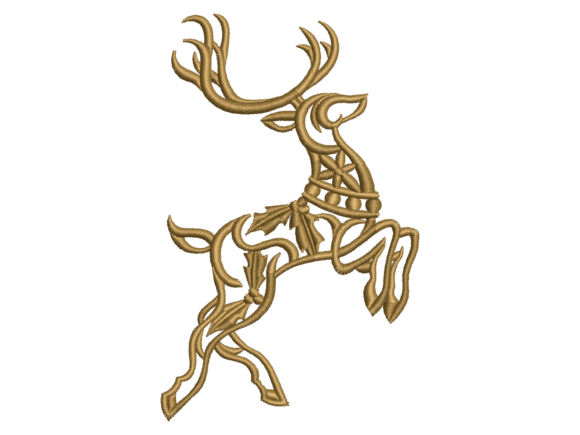 Decorative Running Deer Embroidery
