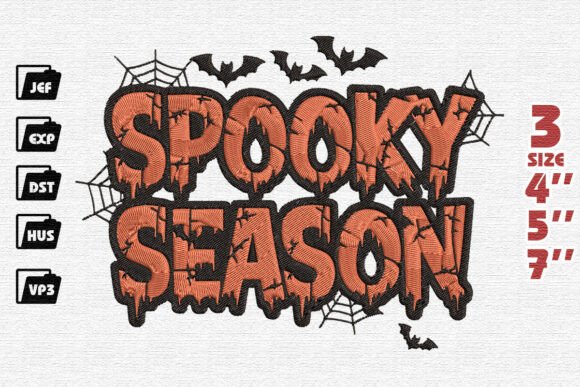 Distressed Spooky Season Halloween Embroidery Design