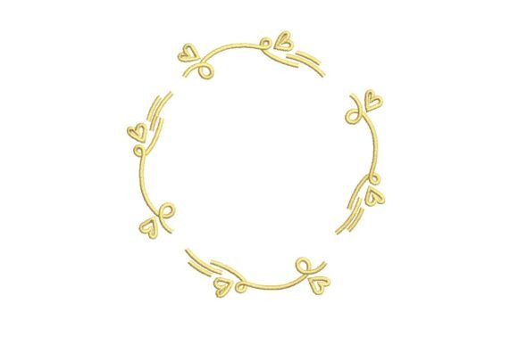 Elegant Golden Heart Swirl Frame Embroidery Design