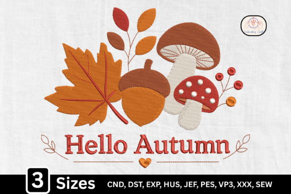Fall Mushroom Acorn Hello Autumn