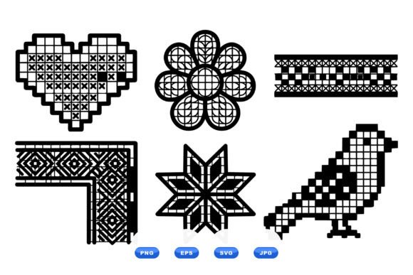 Pixel Folk Embroidery SVG Pack