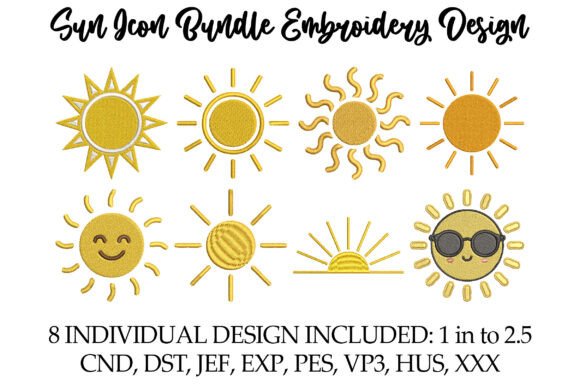 Sun Icon Bundle Embroidery Design