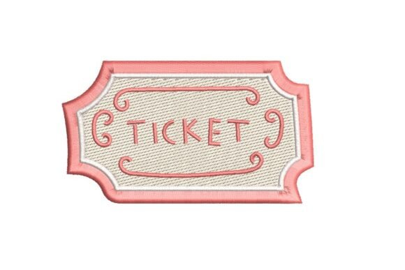 Vintage Pink Ticket Stub Embroidery Design